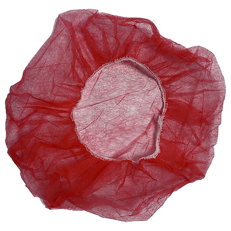 Condor Bouffant Cap, Polypropylene, 21 in Dia., Red, 100 PK 819T03