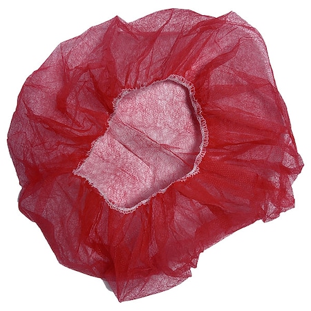 Condor Bouffant Cap, Polypropylene, 24 in Dia., Red, 100 PK 819T04