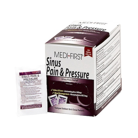 Medi-First Sinus and Allergy Reliever, Phenylephdrine HCI 5mgmg, 100 Tablets, 50 Doses, PK100 81933