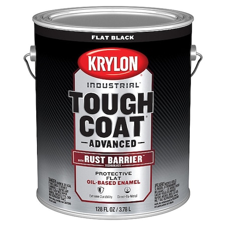 Krylon Exterior Protective Coating, Flat, Oil/Alkyd Base, Black, 1 gal K00781008