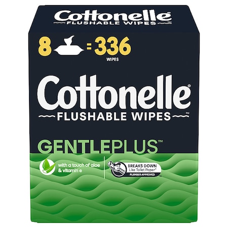 Cottonelle Body Wipes, GentlePlus, 7.25 in x 5 in Wipe, Soft Pack, 8 PK 52497