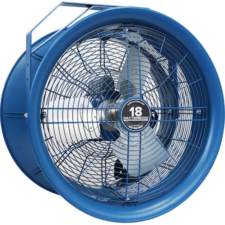 Patterson High Velocity Industrial Fan, Ceiling, Column, Floor, Wall Mount, 18 in Blade Dia, 115/208 to 230V H18A