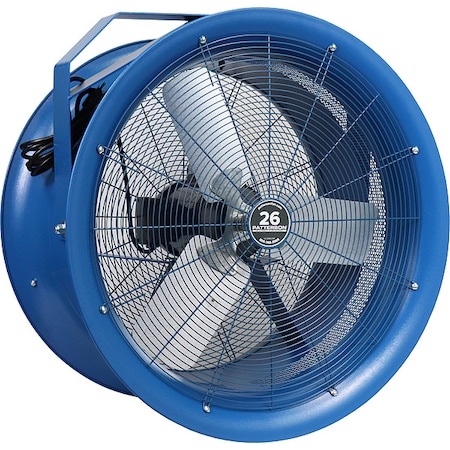 Patterson High Velocity Industrial Fan, Ceiling, Column, Floor, Wall Mount, 26 in Blade Dia, 115/208 to 230V H26A