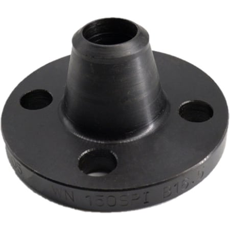 Zoro Select Flange Weld Neck Flange, 1-1/2" Pipe, Welded, Black Steel, Class 150 4TXA5