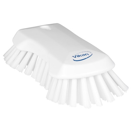 Remco Scrub Brush, Stiff, 7 1/2 in L Handle, 9 1/8 in L Brush, White, Polypropylene, 9 1/8 in L Overall 38945