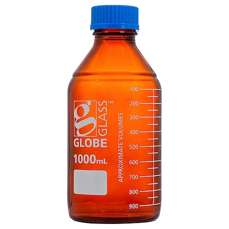 Globe Scientific Bottle, 225 mm H, Amber, 101 mm Dia, PK10 8111000