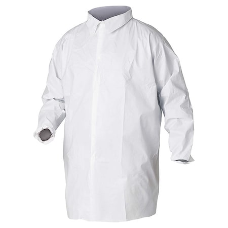 Kleenguard KleenGuard A40 Breathable Lab Coat, Microporous Film Laminate, Snaps Closure, White, S, 30 PK 30938