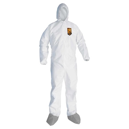 Kleenguard Disposable Coverallss, Hooded, S, SMMMS, Elastic Wrist, Elastic Ankle, Serged Seam, White, 25 PK 48971