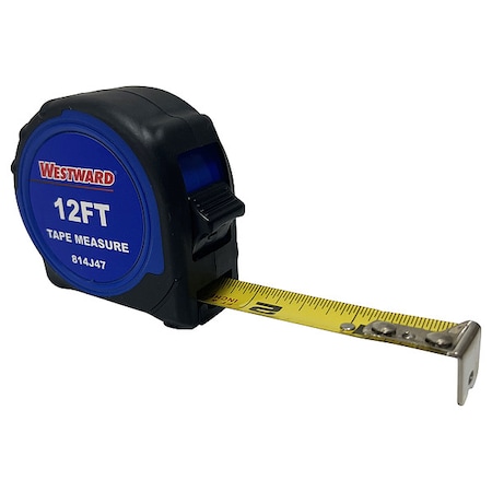 Westward Tape Measure, 5/8"x12 ft, Steel, Yellow 814J47