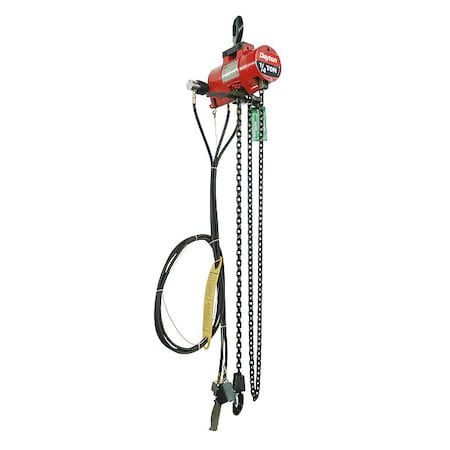 Dayton Air Chain Hoist, Cap. 500 lb, 15 ft 816YH8