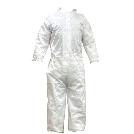 Condor Not Applicable Collared Coveralls, PP SMS, 28 9/16 in Inseam, White 817LD0