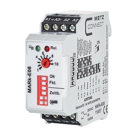 Metz Connect Time Delay Relay, Off/On Delay, 2 Functions 230V AC, 24V AC/DC, SPST 110657