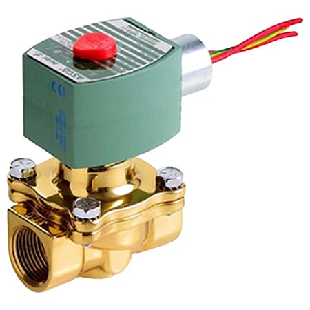 Asco Solenoid Valve, 2-Way, 2-Position, Normally Closed, 1-1/4 in Pipe Size, 24V DC, High Flow, Brass 8210G008