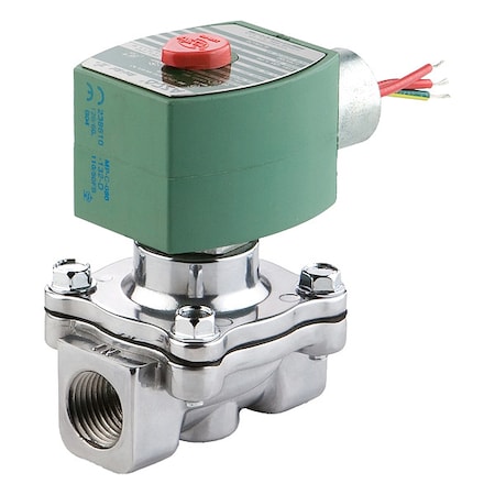 Asco Solenoid Valve, 2-Way, 2-Position, Normally Closed, 3/4 in Pipe Size, 24V DC, High Flow, NBR 8210G088