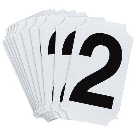 Brady NumberLabel, Polyester, 2inH, 1-5/8inW, PK10 8210P-2
