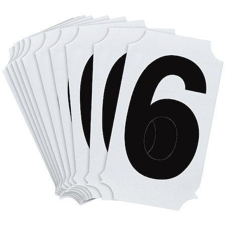 Brady NumberLabel, Polyester, 2inH, 1-3/4inW, PK10 8210P-6