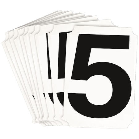 Brady NumberLabel, Polyester, 4inH, 3-5/8inW, PK10 8220P-5