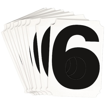 Brady NumberLabel, Polyester, 4inH, 3-5/8inW, PK10 8220P-6