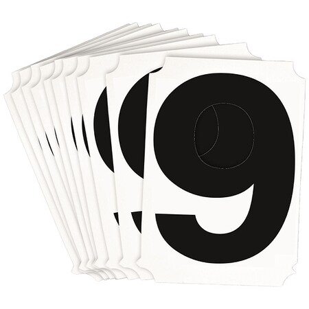 Brady NumberLabel, Polyester, 4inH, 3-5/8inW, PK10 8220P-9