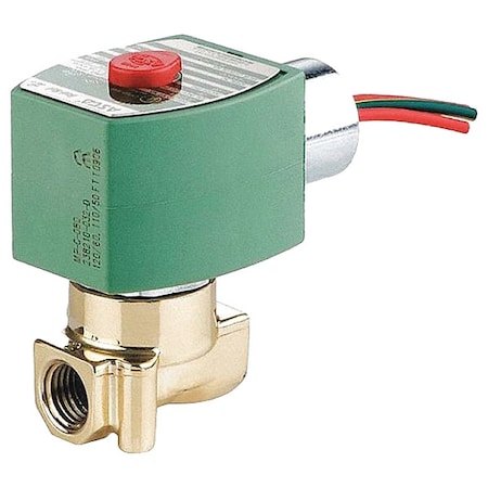 Asco Solenoid Valve, 2-Way, 2-Position, Normally Closed, 1/4 in Pipe Size, 24V DC, High Flow, Brass, NBR 8262H208LF 24/DC