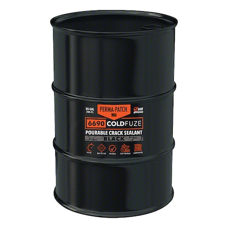 Perma-Patch Crack Filler, Drum, Black, 4,400 Linear ft for Cracks 1/2'' Width and 1/2'' Deep Coverage PP-CF-B55