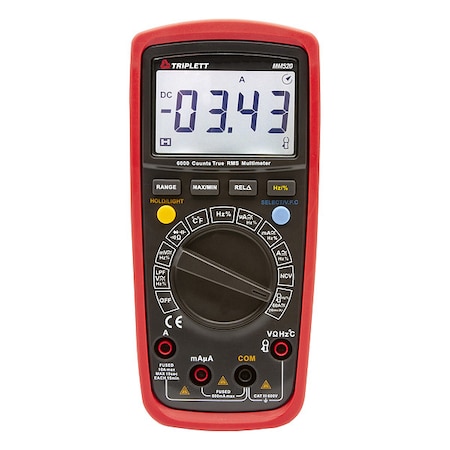 Triplett Digital Multimeter, 600 V Max DC, 60 mV Max AC, TRMS, 6,000 Instrument Counts, LCD MM520
