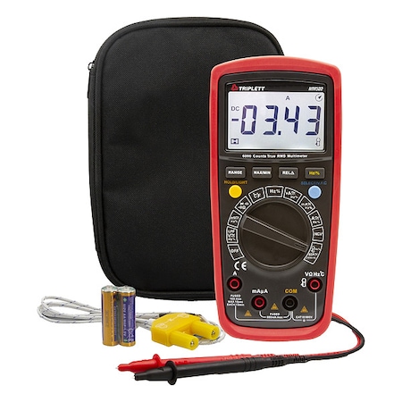 Triplett Digital Multimeter, 600 V Max DC, 60 mV Max AC, TRMS, 6,000 Instrument Counts, LCD MM520-NIST