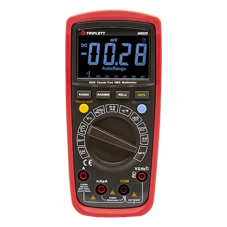 Triplett Digital Multimeter, 600 V Max DC, 60 mV Max AC, TRMS, 6,000 Instrument Counts, EBTN with Bar Graph MM525