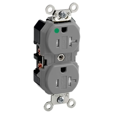 Leviton Straight Blade Receptacle, 5-20R, 20 A, 125V AC, 2 Pole, 3 Wire, Flush Mount, Self-Grounded 8300-SGG