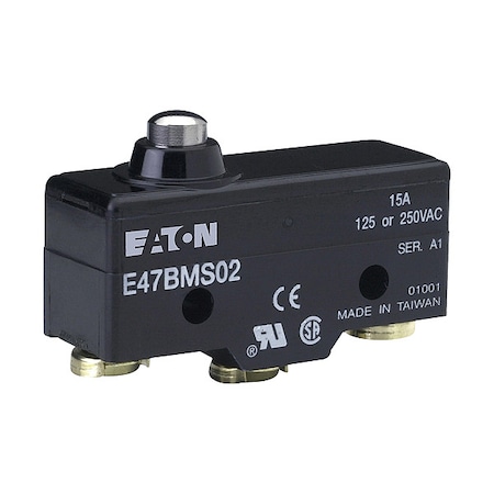 Eaton Snap Action Switch, Thermoplastic, Metal E47BMS02
