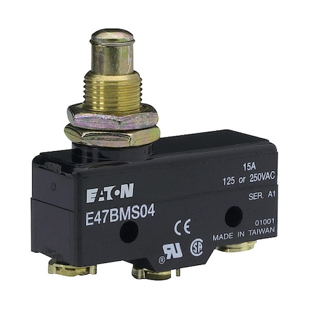 Eaton Snap Action Switch, Thermoplastic, Metal E47BMS04