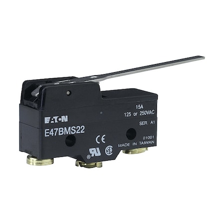 Eaton Snap Action Switch, Thermoplastic, Metal E47BMS22