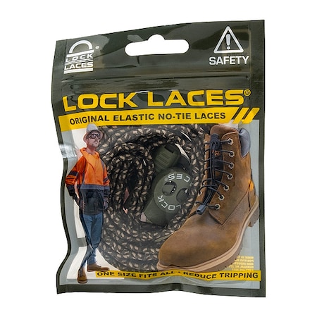 Lock Laces Safety Boot Laces, Camouflage, 72" L, PR CAM72