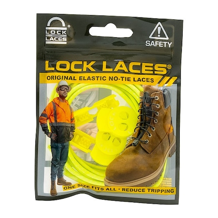 Lock Laces Safety Boot Laces, Neon Yellow, 72" L, PR YEL72