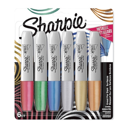 Sharpie Permanent Marker, Chisel Tip, Capped, 6 PK 2089634
