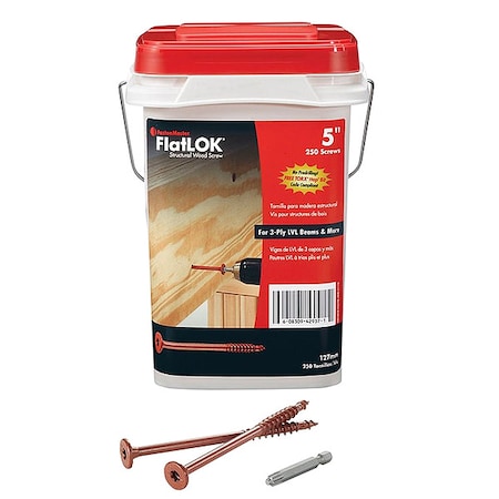 Fastenmaster Wood Screw, 5in L, PK250 FMFL005B-250