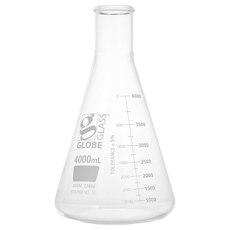 Globe Scientific Erlenmeyer Flask, 4 L, 360 mm H 8434000