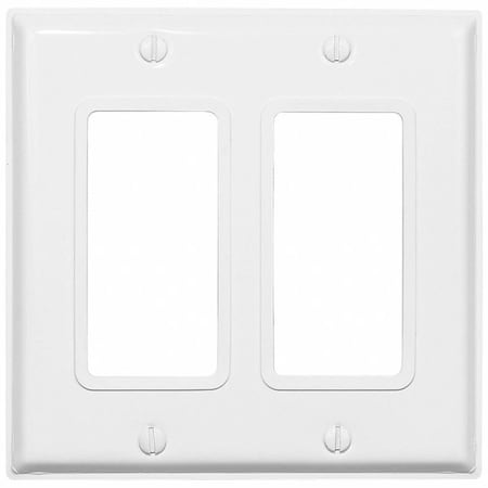 Leviton Decora Device Wall Plate, Number of Gangs: 2 Stainless Steel, Powder Coated Finish, White 84409-G4W