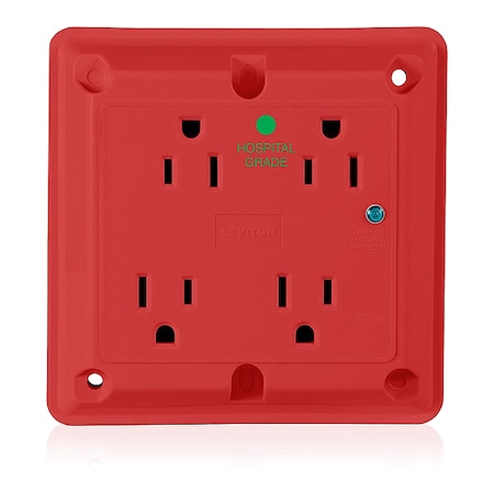 Leviton Straight Blade Receptacle, 5-15R, 15 A, 125V AC, 2 Pole, 3 Wire, Flush Mount, Grounded 8480-R