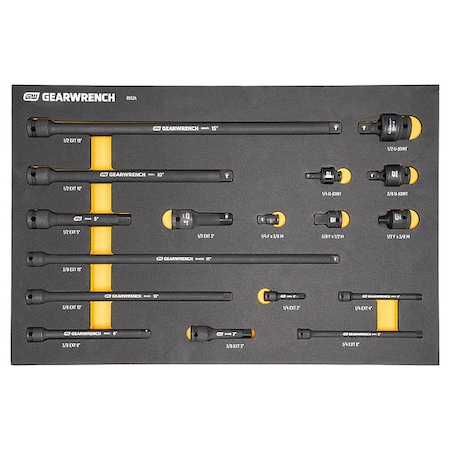 Gearwrench 17 Piece 1/4", 3/8", 1/2" Impact Drive Tool Accessories Set with Foam Storage Tray 86524