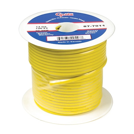 Grote Primary Wire, GPT, 10 AWG, Copper, Yellow, PVC Jacket, Stranded 89-5011