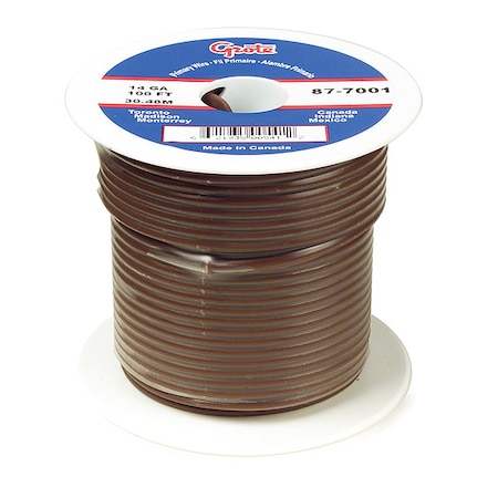 Grote Primary Wire, GPT, 16 AWG, 1C C, Brown, PVC, Stranded, 60V, 100 ft. 87-8001