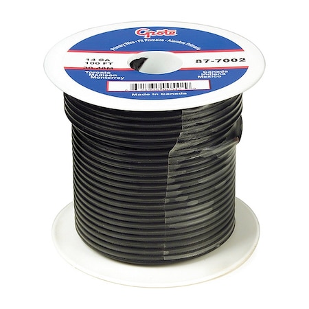 Grote Primary Wire, GPT, 18 AWG, Copper, Black, PVC Jacket, Stranded 89-9002
