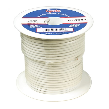 Battery Doctor Primary Wire, GPT, 22 AWG, 1C C, White, PVC, Stranded, 60V, 100 ft. 87-9107