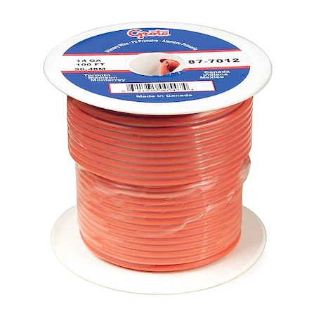 Grote Primary Wire, GPT, 16 AWG, 1C C, Orange, PVC, Stranded, 60V, 100 ft. 87-8012