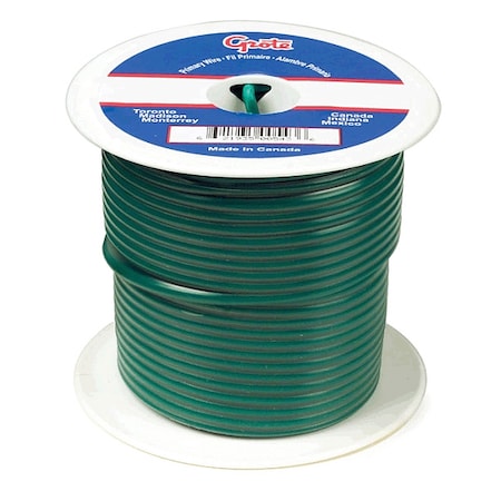 Grote Primary Wire, GPT, 18 AWG, 1C C, Green, PVC, Stranded, 60V, 100 ft. 87-9006