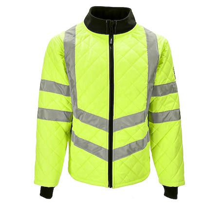 Refrigiwear HiVis Diamond Quilted Jacket, 100% Polyester Pongee, Class 3 R, Lime, XL 8730RHVLXLG