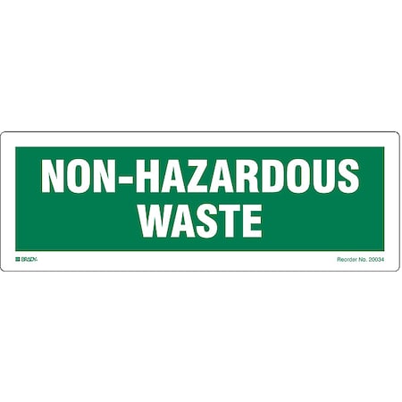 Brady Waste Label, 3-1/2 In. H, PK100 20034LS