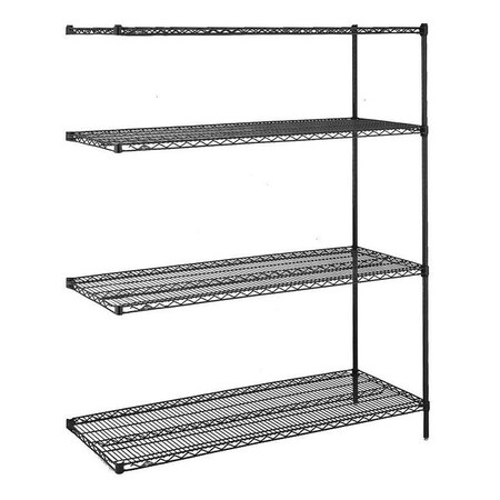 Metro Wire Shelving, 24"D x 48"W x 62-9/16"H, 4 Shelves, Black 4/2448NBL2/63PBL8/99