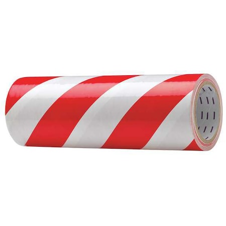 Zoro Select Floor Marking Tape, vinyl, Striped, Red, White, 12 in W., 7 mil Thickness 8AAC3